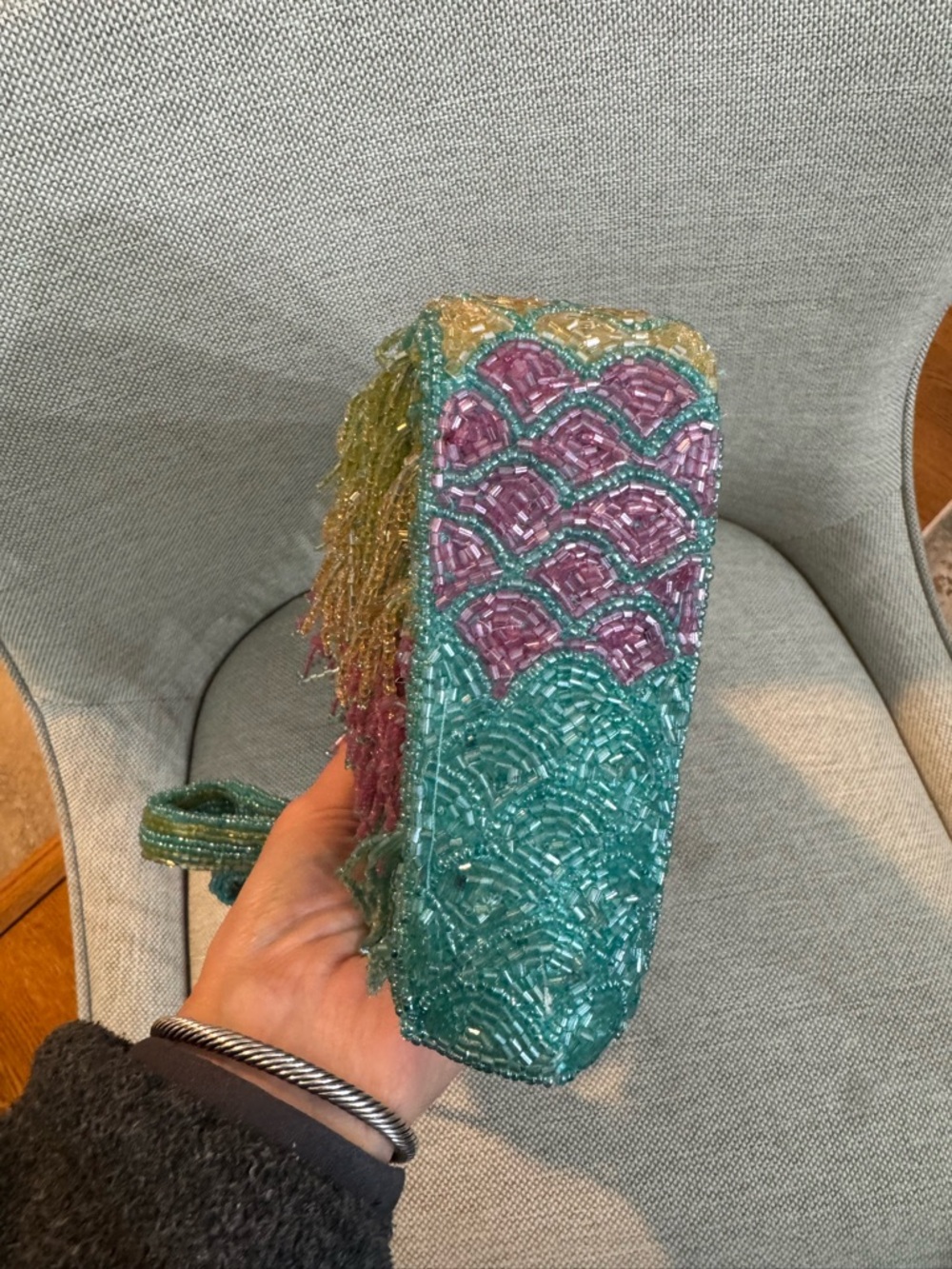 Made in India Rainbow Fringe Beaded Bag - Picture 9 of 9